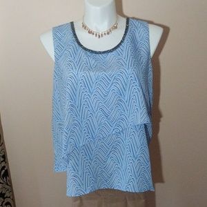 Juicy Couture Retrowave Celestial Embellished Layered Tank Top - Blue Sz XL NWT